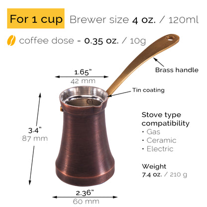 Turkish coffee pot 120 ml - Copper (for 1 cup)