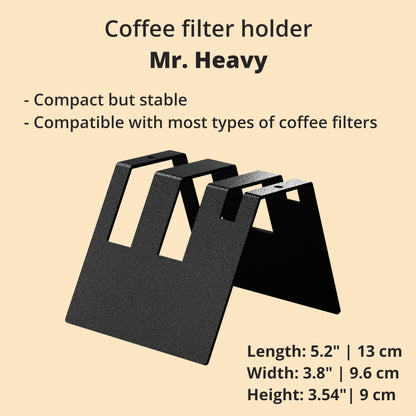 Metal Coffee Filter Holder "Mr. Heavy" (Black) - For AeroPress, Cone, V60 paper