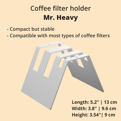 Metal Coffee Filter Holder "Mr. Heavy" (White) - For AeroPress, Cone, V60 paper